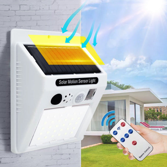 Solar-Powered Remote Control Motion Sensor Security Alarm Lamp