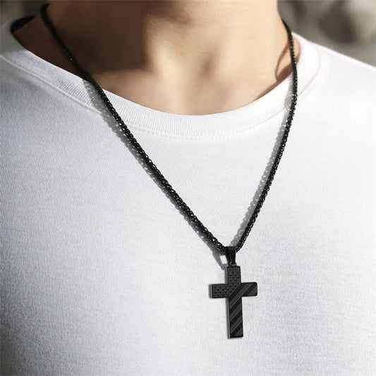 Fashionable Stainless Steel Flag Cross Necklace