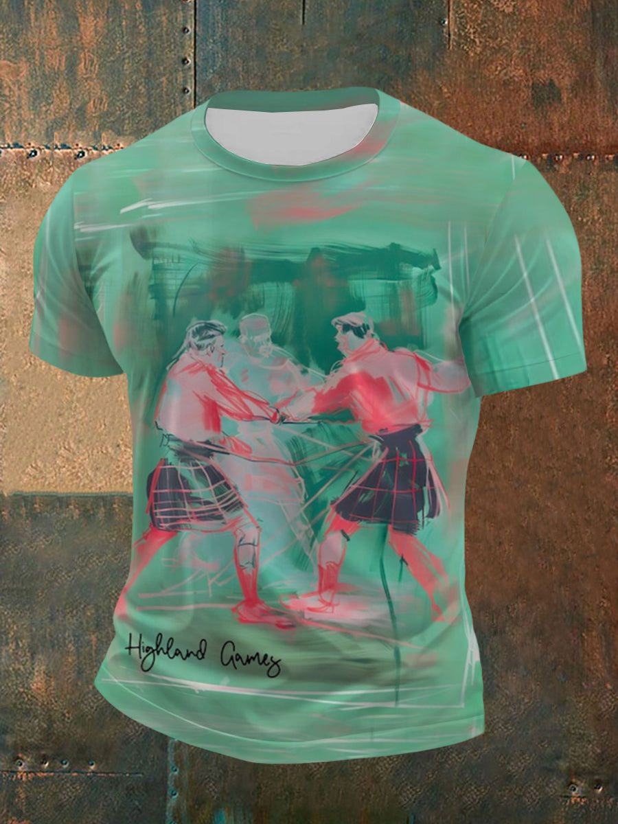 Men's Funny Scotland Highland Games Short Sleeves T-shirt