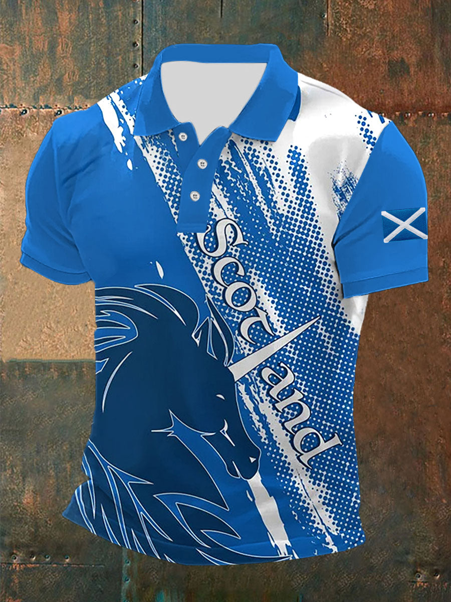 Men's Scotland Flag Scottish Unicorn Short Sleeve Top