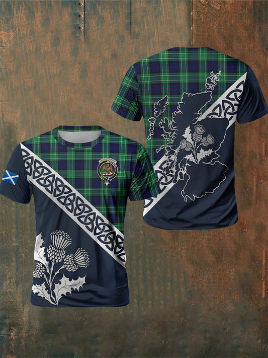 Men's Scottish Tartan Print Casual Short Sleeve T-shirt