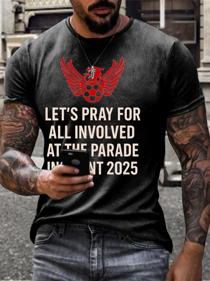 Men's Pray For All Involved British Soccer Printed T-shirt