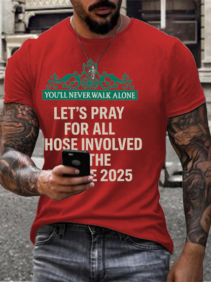 Men's Pray For All Involved British Soccer Printed T-shirt
