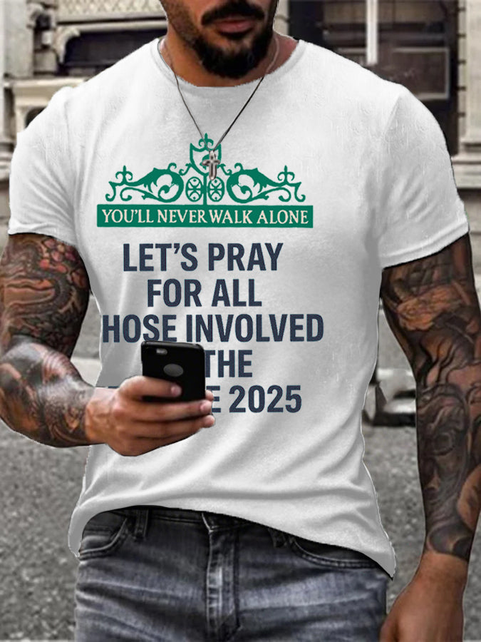Men's Pray For All Involved British Soccer Printed T-shirt