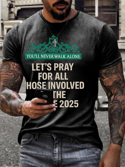 Men's Pray For All Involved British Soccer Printed T-shirt