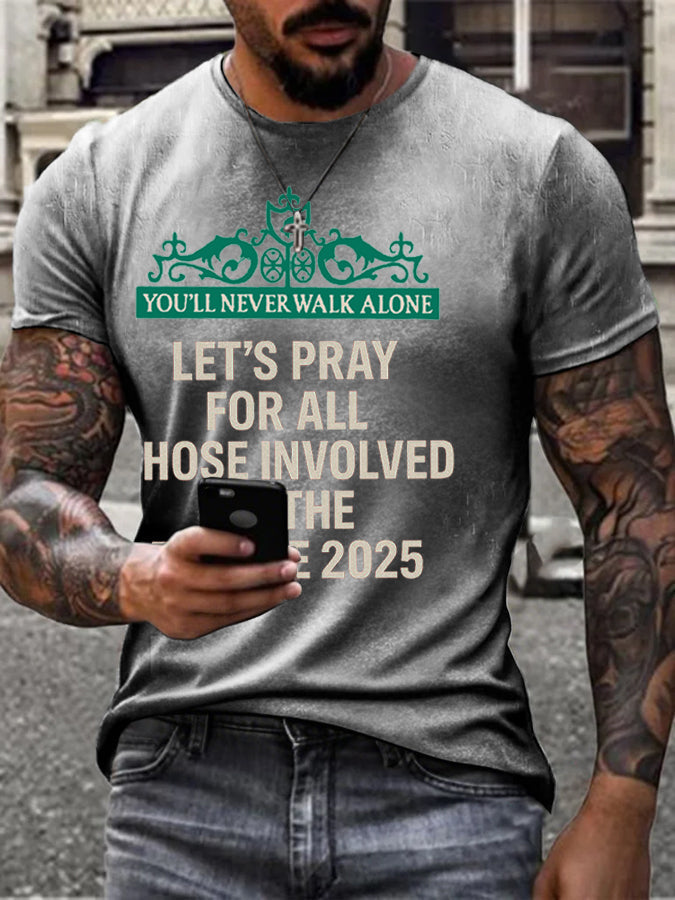 Men's Pray For All Involved British Soccer Printed T-shirt