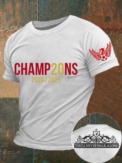 Men's Football 24/25 20th Champion Printed T-shirt