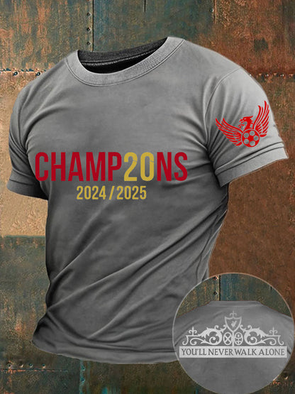Men's Football 24/25 20th Champion Printed T-shirt
