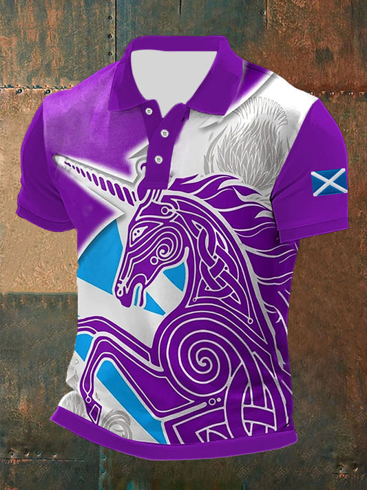 Men's Scotland Flag Scottish Unicorn  Short Sleeve Top