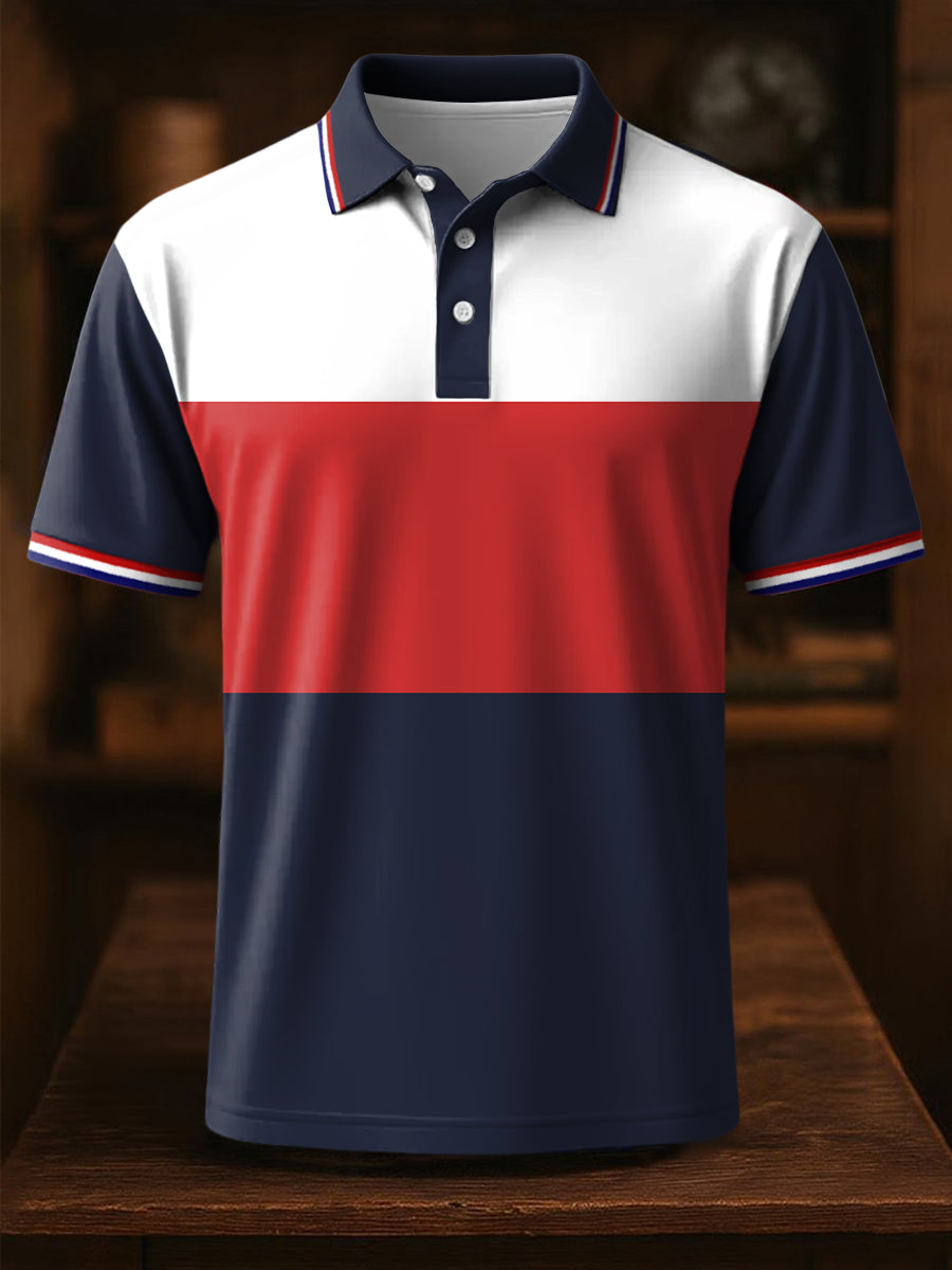 Men's Colorblock Print Casual Top