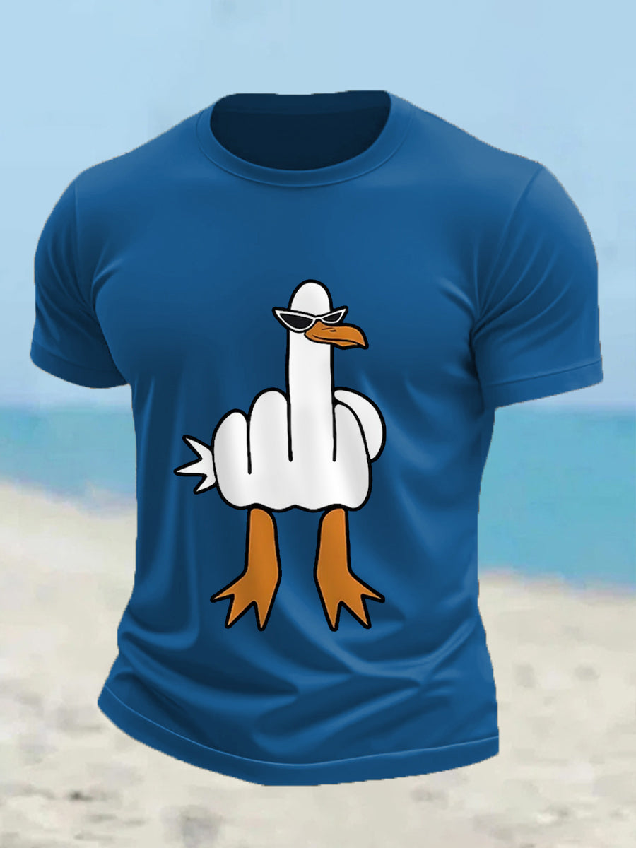 Men's I Don't Give A Duck Funny Middle Finger Offensive Rude Duck Print Tee