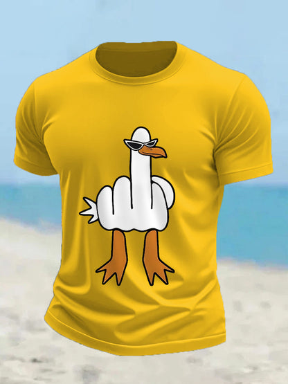 Men's I Don't Give A Duck Funny Middle Finger Offensive Rude Duck Print Tee