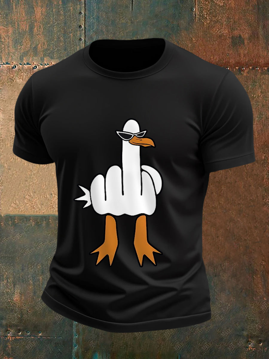 Men's I Don't Give A Duck Funny Middle Finger Offensive Rude Duck Print Tee