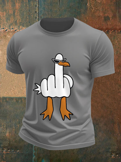 Men's I Don't Give A Duck Funny Middle Finger Offensive Rude Duck Print Tee