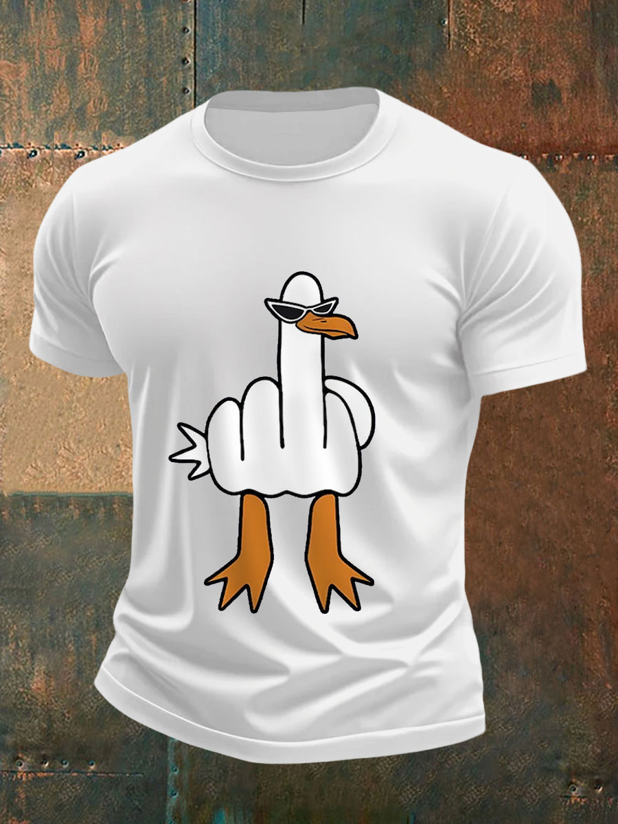 Men's I Don't Give A Duck Funny Middle Finger Offensive Rude Duck Print Tee
