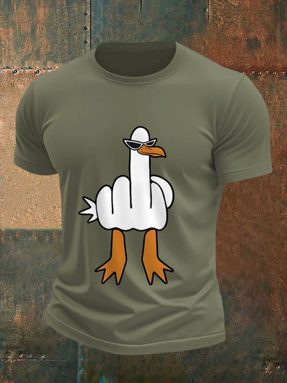 Men's I Don't Give A Duck Funny Middle Finger Offensive Rude Duck Print Tee