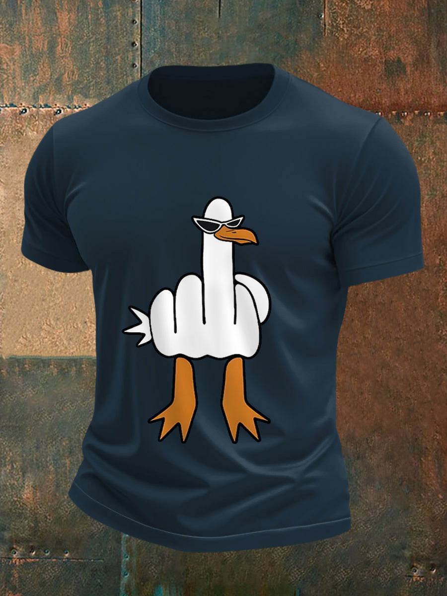 Men's I Don't Give A Duck Funny Middle Finger Offensive Rude Duck Print Tee