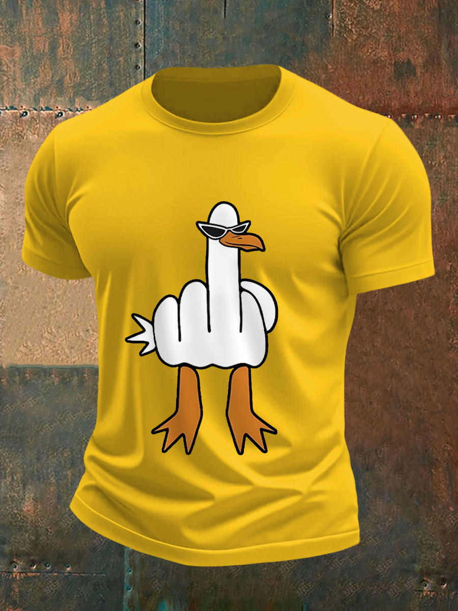Men's I Don't Give A Duck Funny Middle Finger Offensive Rude Duck Print Tee
