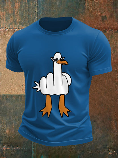 Men's I Don't Give A Duck Funny Middle Finger Offensive Rude Duck Print Tee