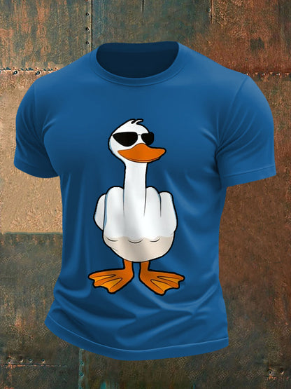 Men's I Don't Give A Duck Funny Middle Finger Offensive Rude Duck Print Tee