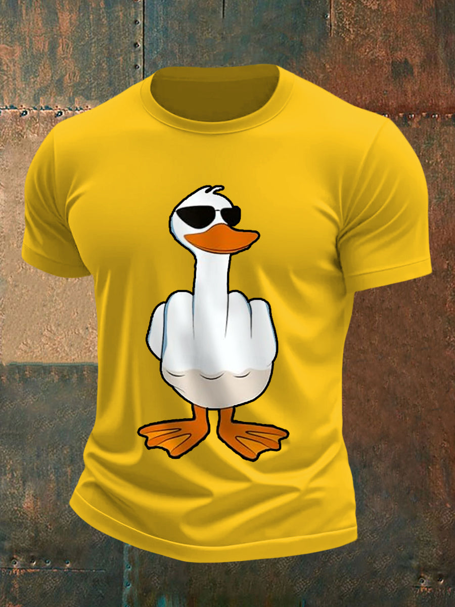 Men's I Don't Give A Duck Funny Middle Finger Offensive Rude Duck Print Tee