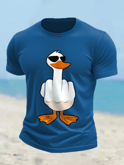 Men's I Don't Give A Duck Funny Middle Finger Offensive Rude Duck Print Tee