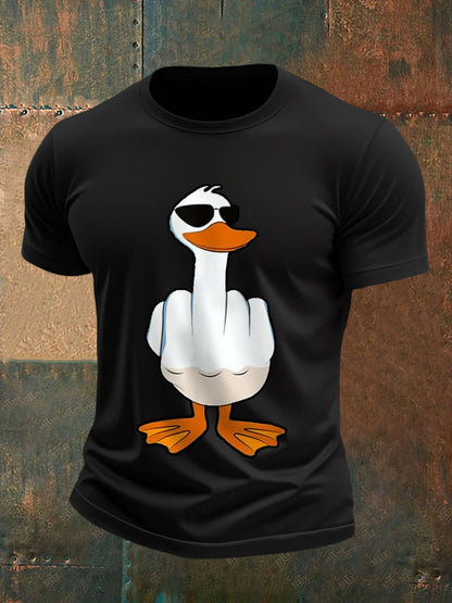 Men's I Don't Give A Duck Funny Middle Finger Offensive Rude Duck Print Tee