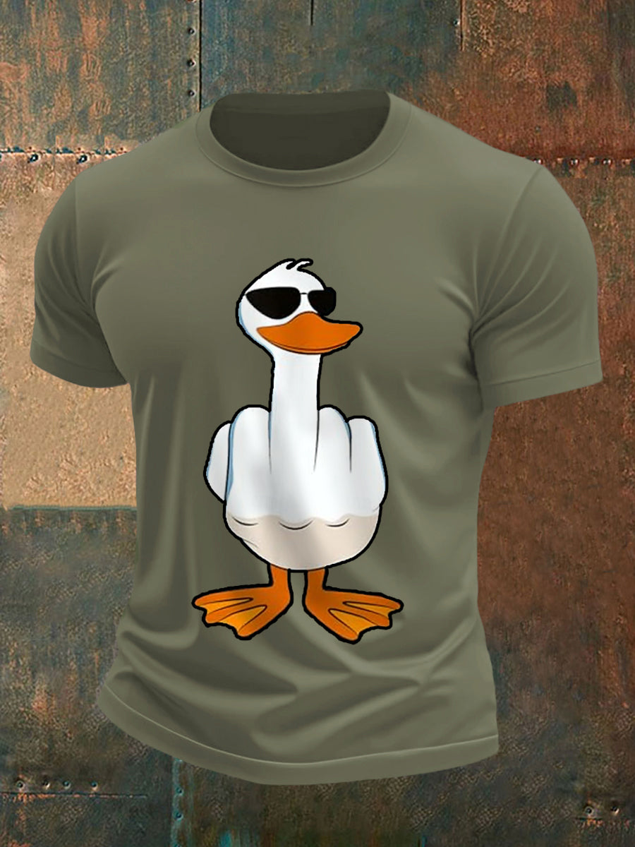 Men's I Don't Give A Duck Funny Middle Finger Offensive Rude Duck Print Tee