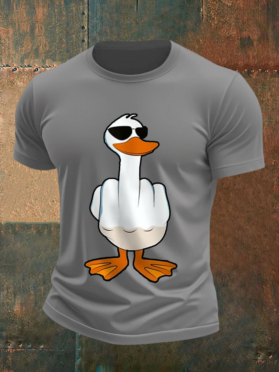Men's I Don't Give A Duck Funny Middle Finger Offensive Rude Duck Print Tee