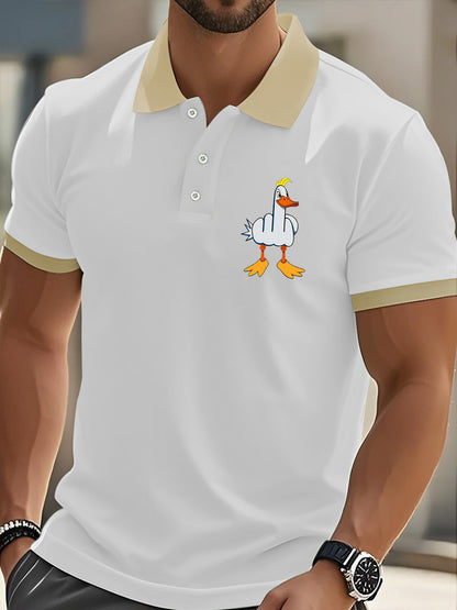 Men's Funny Middle Finger Offensive Rude Duck Print Short Sleeve Tee