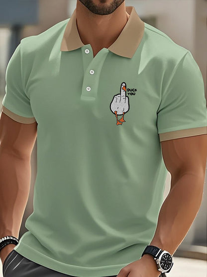 Men's Funny Middle Finger Offensive Rude Duck Print Short Sleeve Tee