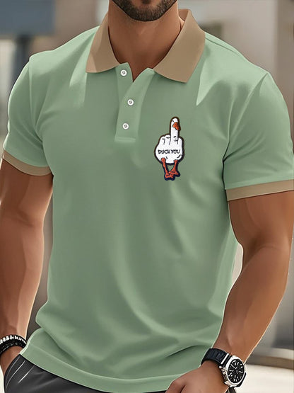 Men's Funny Middle Finger Offensive Rude Duck Print Short Sleeve Tee