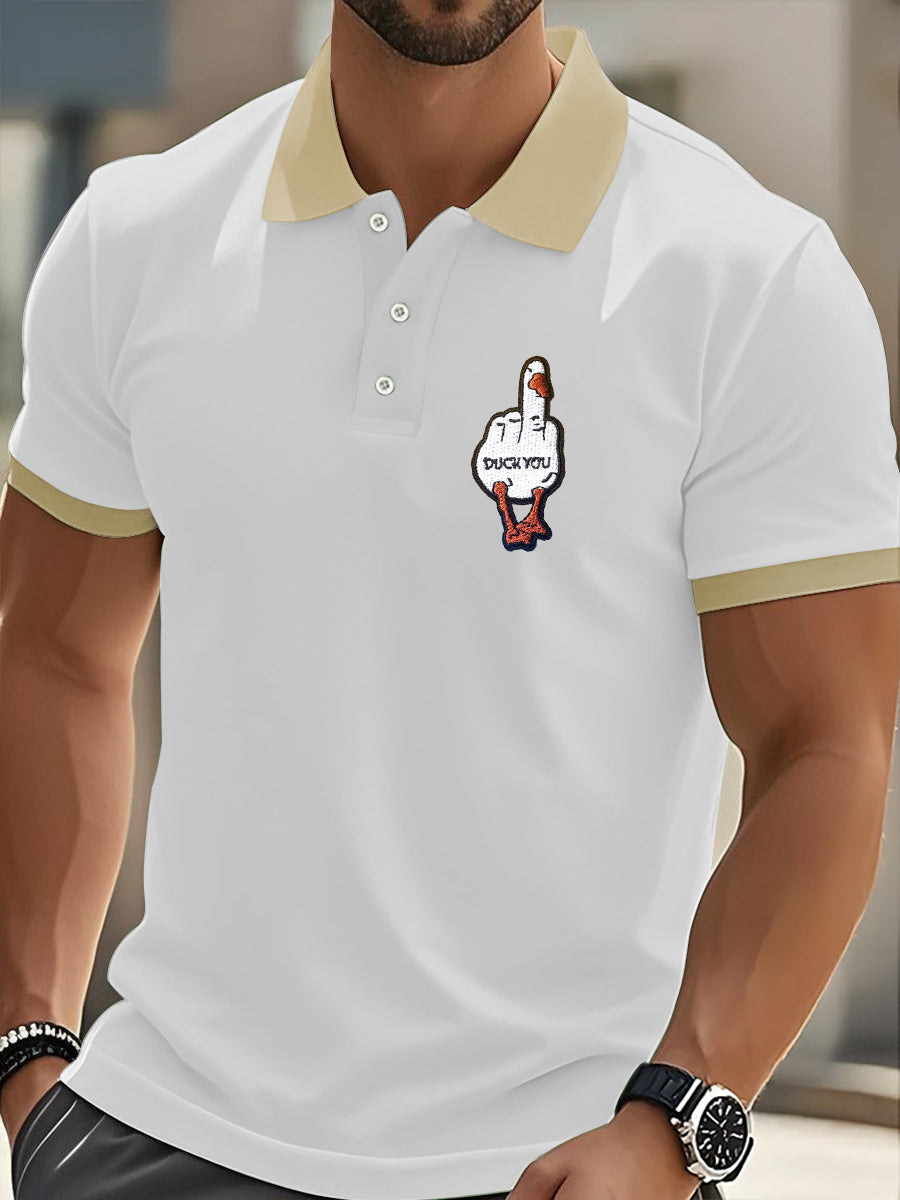 Men's Funny Middle Finger Offensive Rude Duck Print Short Sleeve Tee