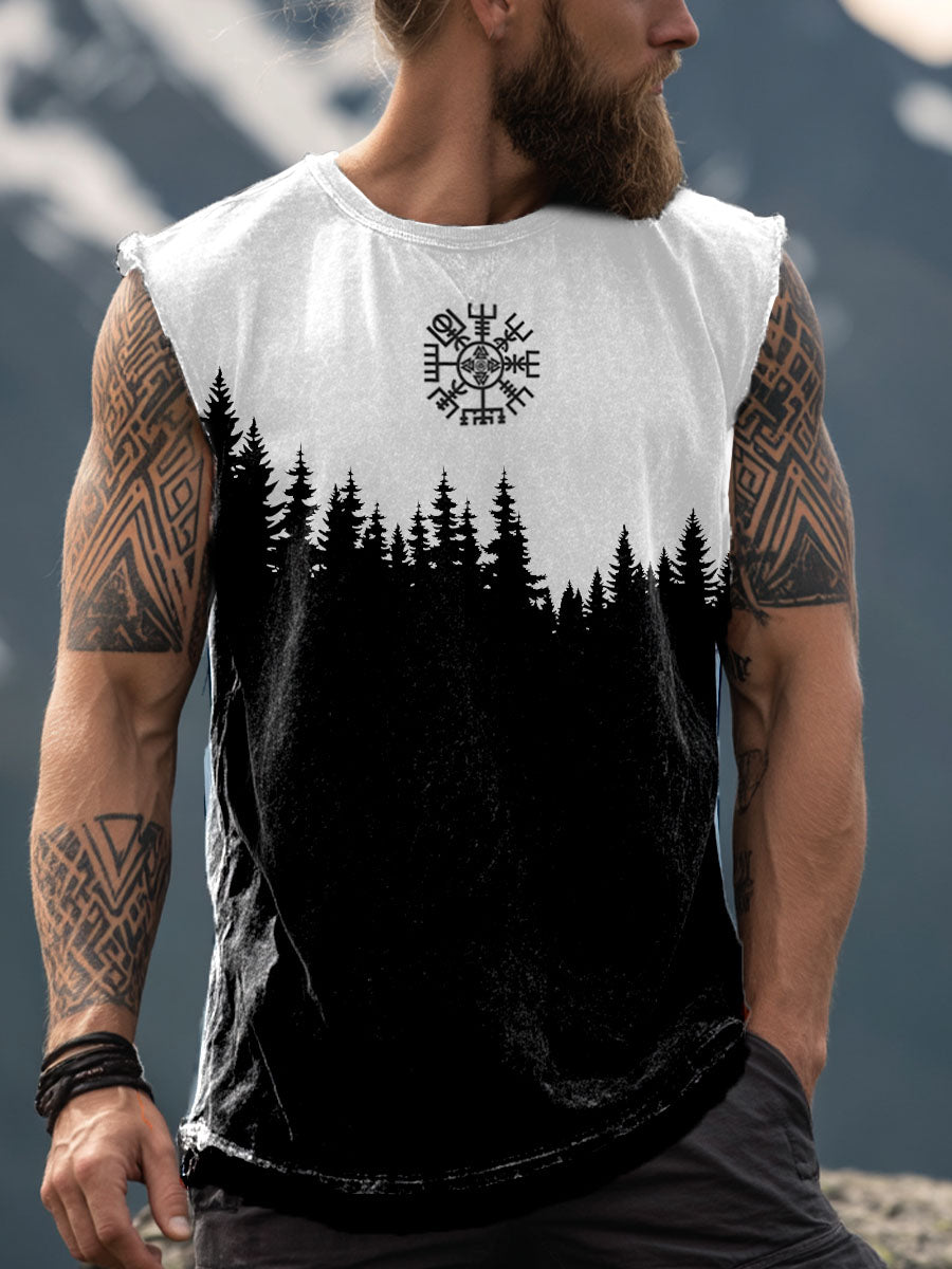 Men's Viking Inspired Art Print Washed Vest