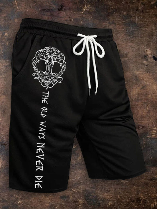 Mens Viking Inspired Print Shorts