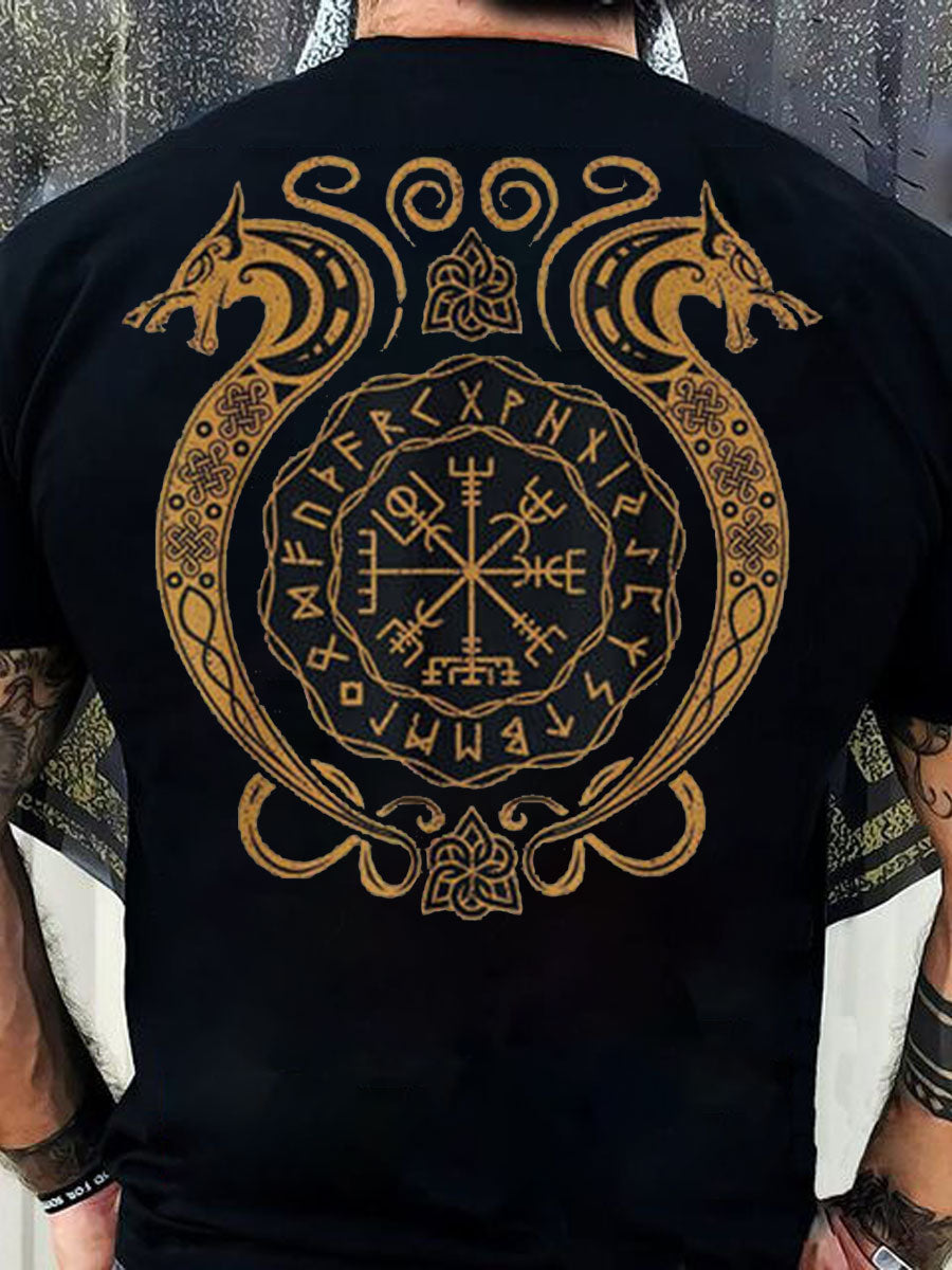 Men's Vinking Norwegian Scandinavian Iceland Runes Norway Printed T-shirt