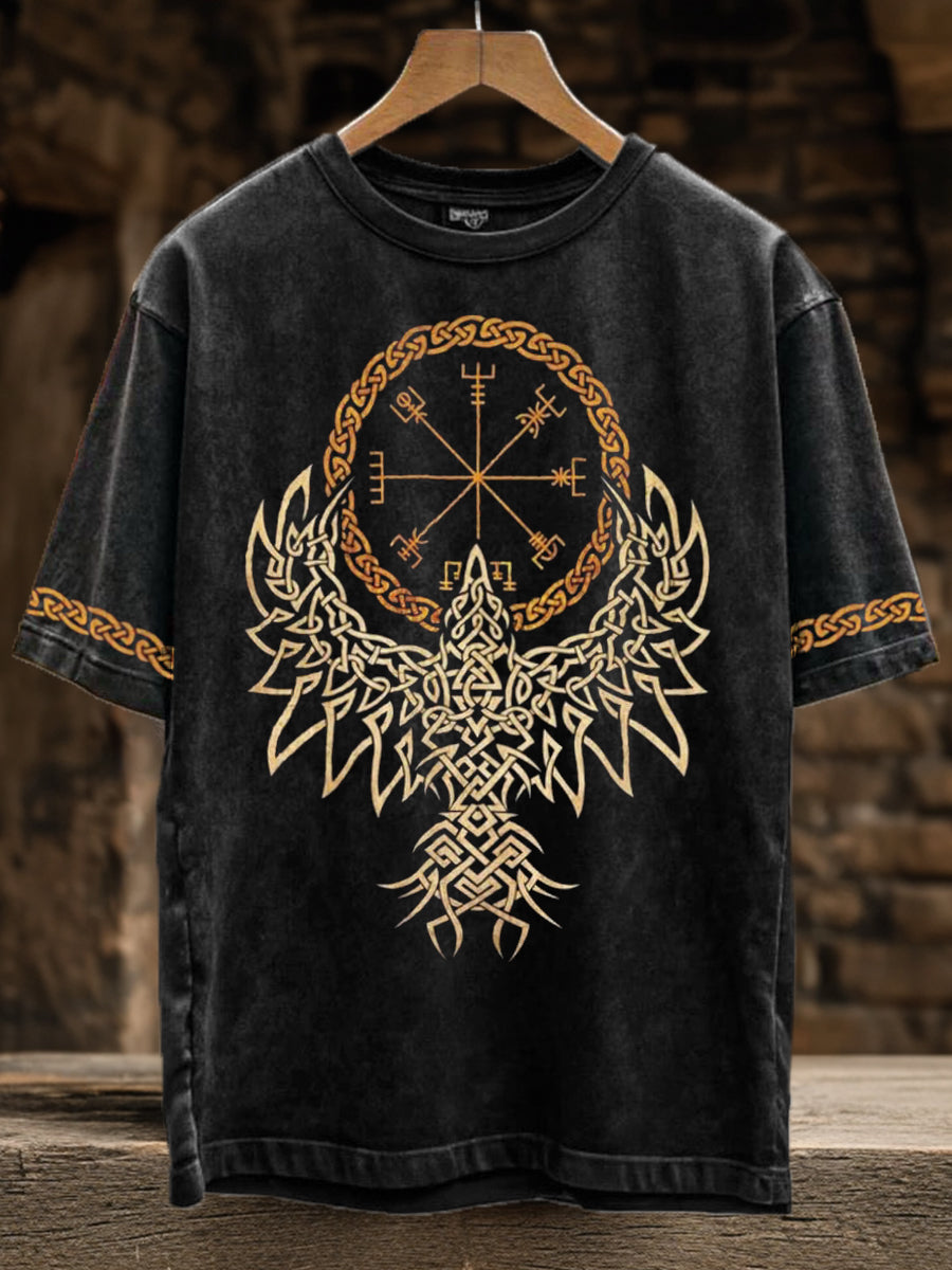 Men's Viking Inspired Print Vintage T-Shirt
