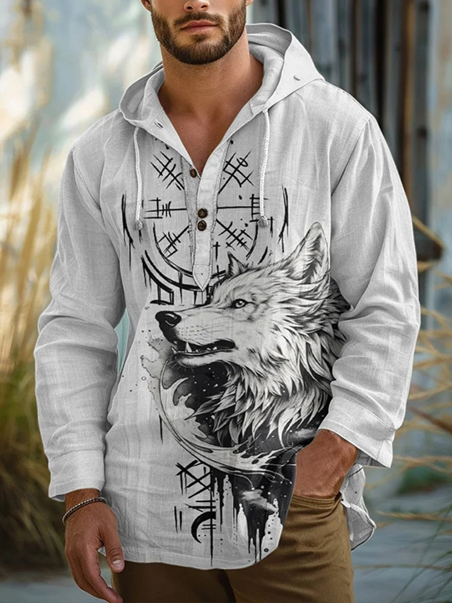 Men's Viking Wolf Totem Long-sleeved top