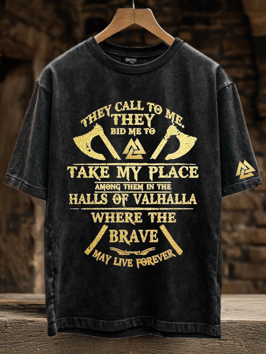 Men's Viking Inspired Print Vintage T-Shirt