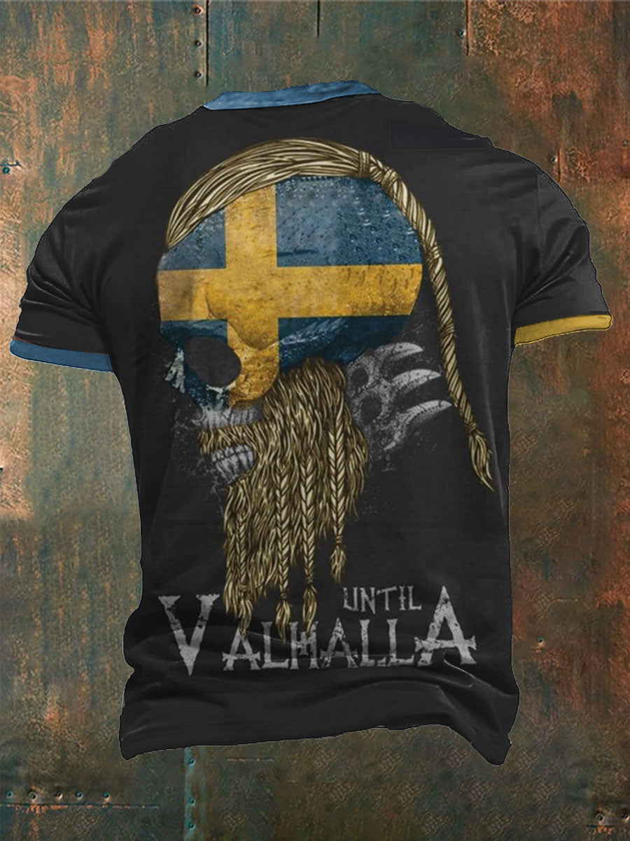 Men's Sweden Viking Style Printed T-shirt