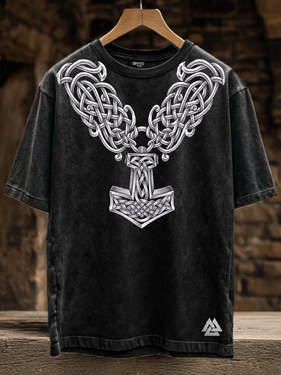 Men's Viking Inspired Print Vintage T-Shirt