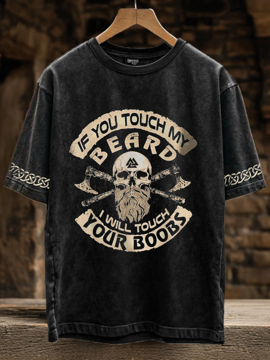 Men's Viking Inspired Print Vintage T-Shirt