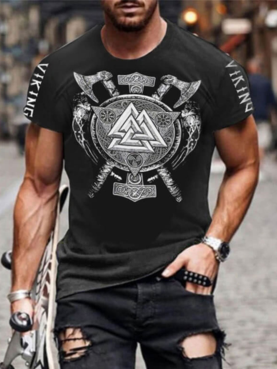 Men's Viking Style Odin Printed T-Shirt
