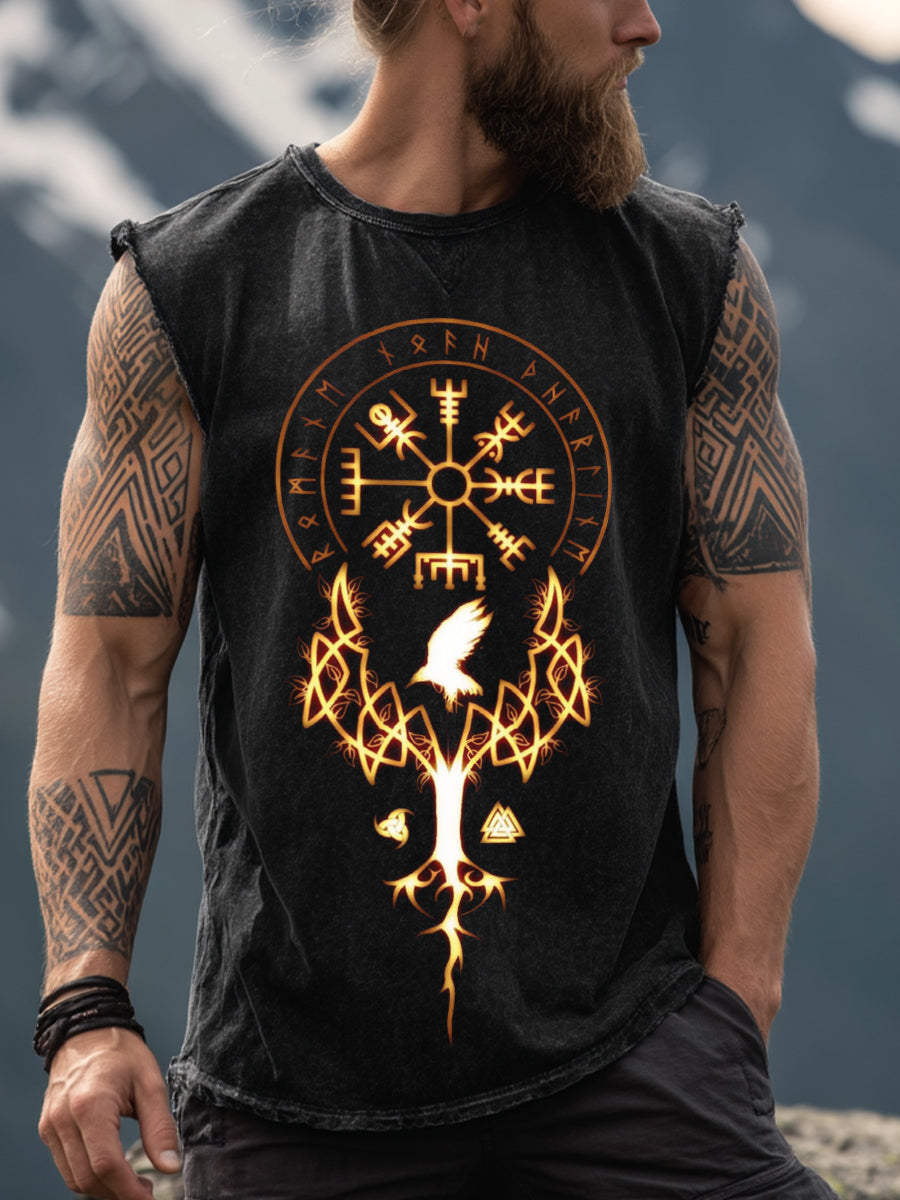 Men's Viking Inspired Print Vintage Tank Top