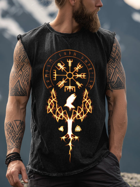 Men's Viking Inspired Print Vintage Tank Top
