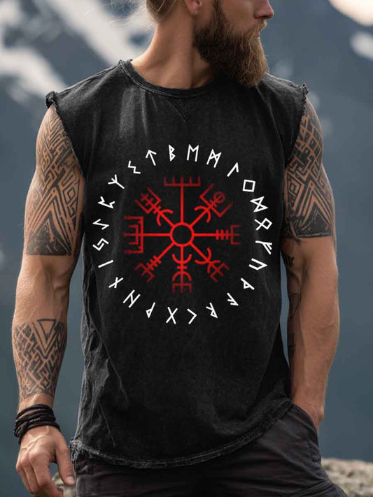Men's Viking Inspired Print Vintage Tank Top