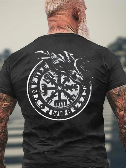 Men's Viking Style Vegvísir&Ravens Printed T-Shirt