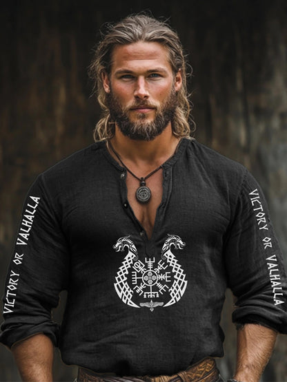 Men's Viking cotton and linen long sleeve T-shirt