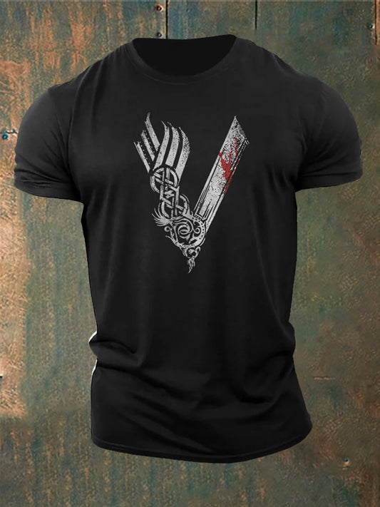 Men's Viking Style Warrior Printed T-Shirt