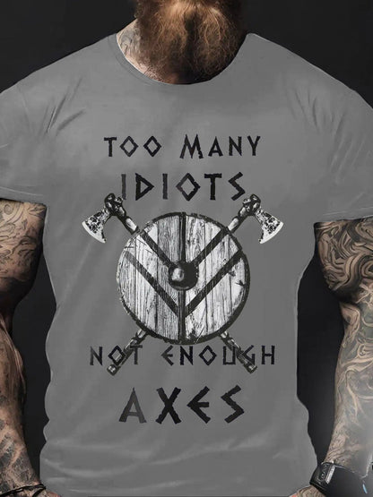Men's Viking Style Too Many Idiots Printed T- Shirt